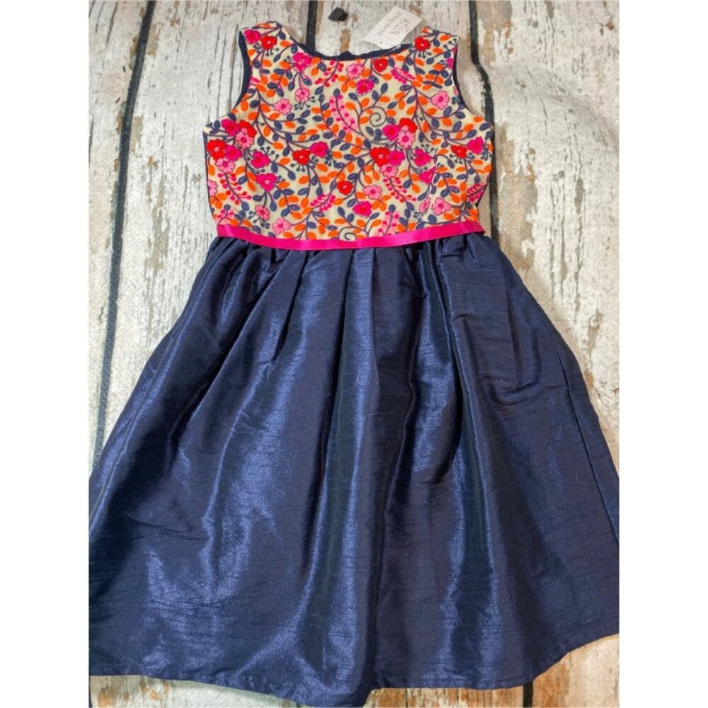 Atun Navy Embroidered Dress NWT
